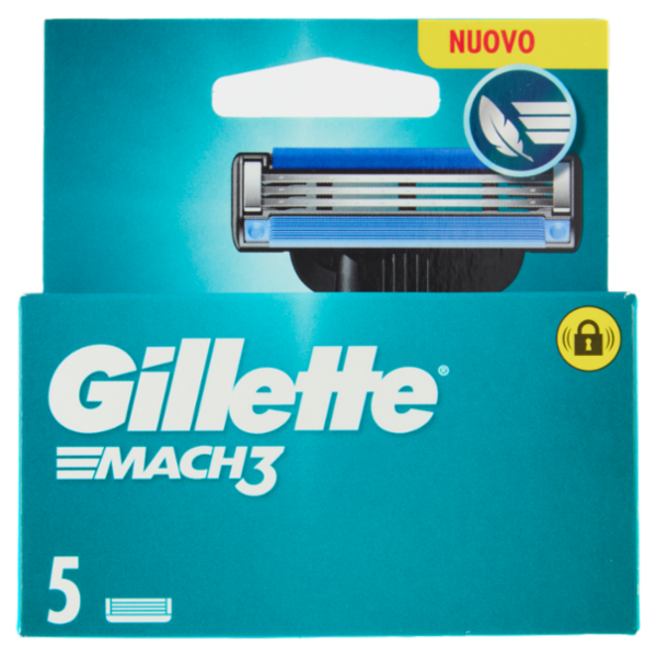 Gillette Mach3 Lamette di ricambio per Rasoio da Uomo, 5 Ricariche