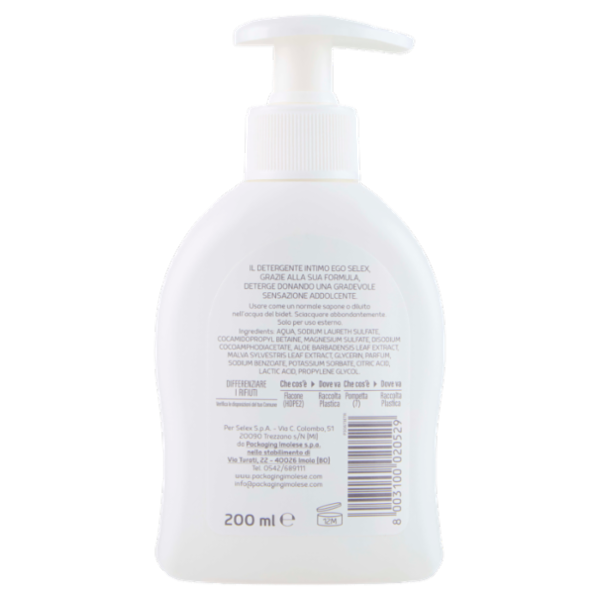 Selex Ego Detergente Intimo Delicato con Estratti di Aloe e Malva pH5 200 ml