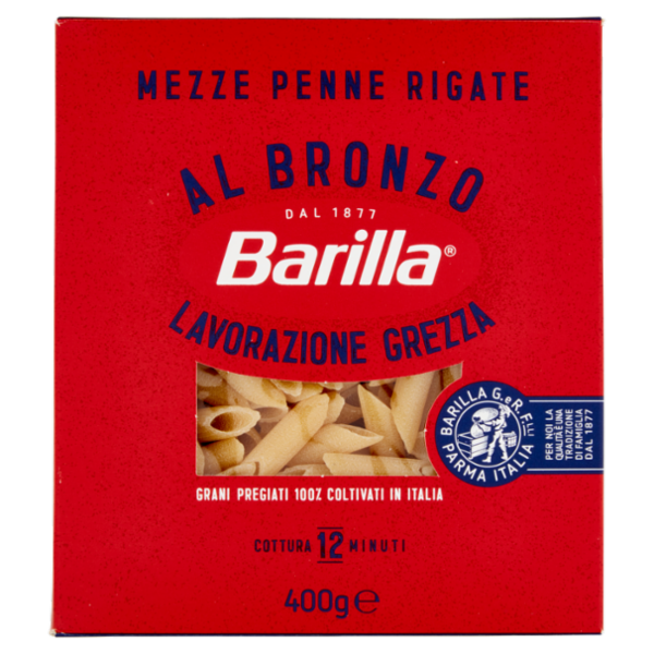 Barilla Pasta Al Bronzo Mezze Penne Rigate 100% grano italiano 400g