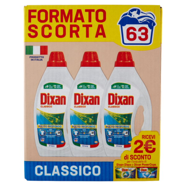 DIXAN Liquido Classico 3x21=63 Lavaggi 3 x 945 ml