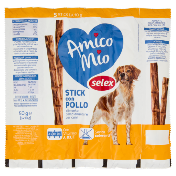 Selex Amico Mio Cane Stick con Pollo 5x10 g