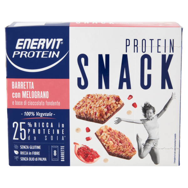 Enervit Protein 100% Vegetale Protein Snack Barretta con Melograno 8 x 25 g