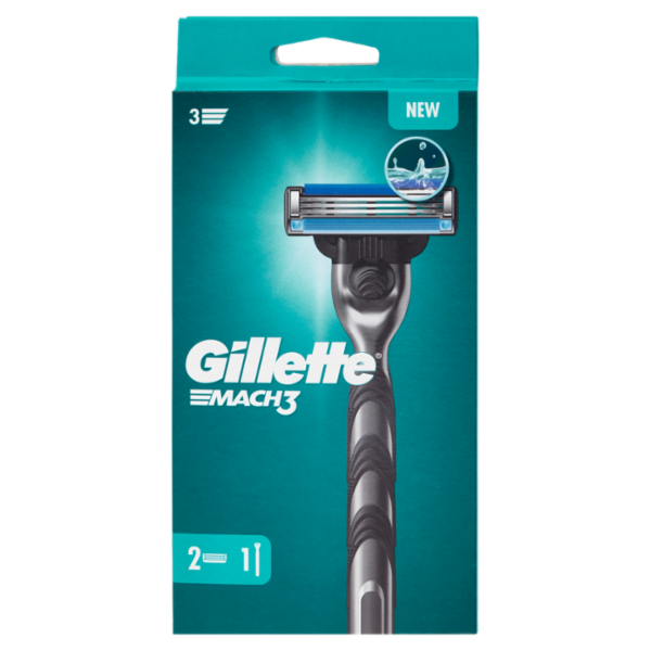 Gillette Rasoio Uomo Mach3 a 3 Lame, 1 Manico + 2 Lamette Barba