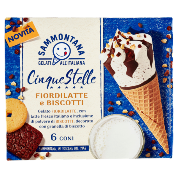 Sammontana Cinque Stelle Fiordilatte e Biscotti 6 x 75 g