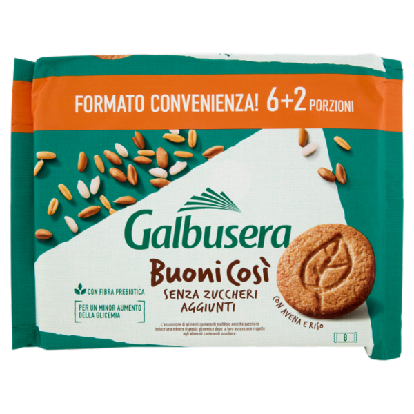 Galbusera BuoniCosi Senza Zuccheri Aggiunti con Avena e Riso 8 x 50 g