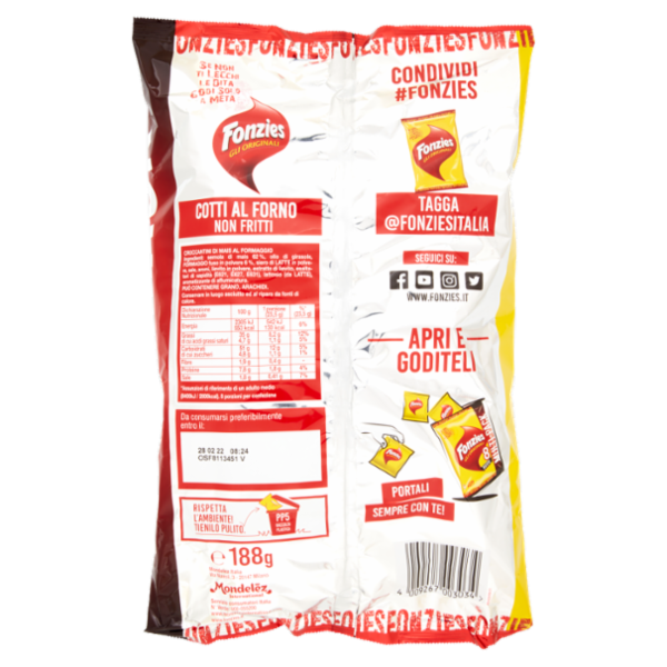 Fonzies Gli Originali Croccantini di Mais al Formaggio Multipack 8 buste - 188g