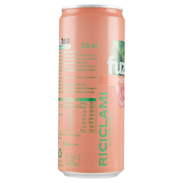 FUZE TEA, Tè Nero Pesca con una nota di Rosa Sleek Can 330ml