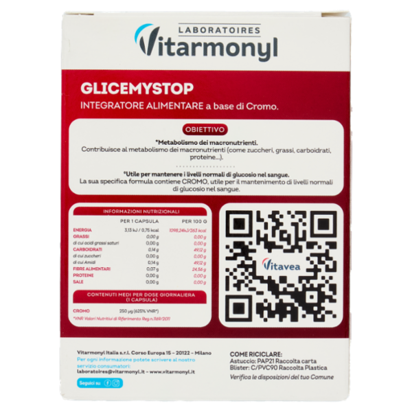 Laboratoires Vitarmonyl Glicemy Stop 30 Capsule 8,55 g