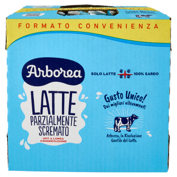 Arborea Latte Parzialmente Scremato UHT a Lunga Conservazione 6 x 1000 ml