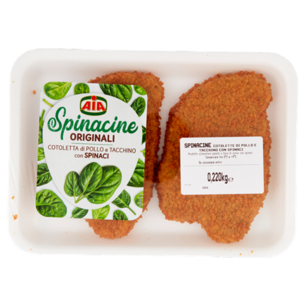 Aia Spinacine Originali Cotoletta di Pollo e Tacchino con Spinaci 0,220 kg