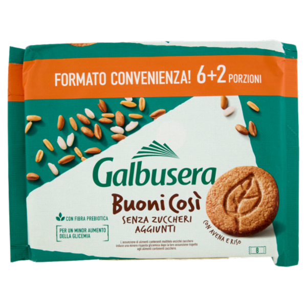 Galbusera BuoniCosi Senza Zuccheri Aggiunti con Avena e Riso 8 x 50 g