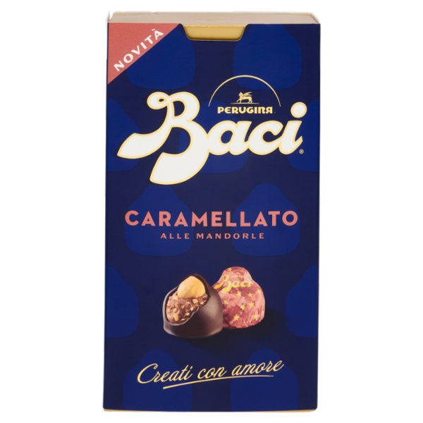 BACI PERUGINA Caramellato alle Mandorle Cioccolatini Fondenti ripieni al Gianduia Scatola 200g