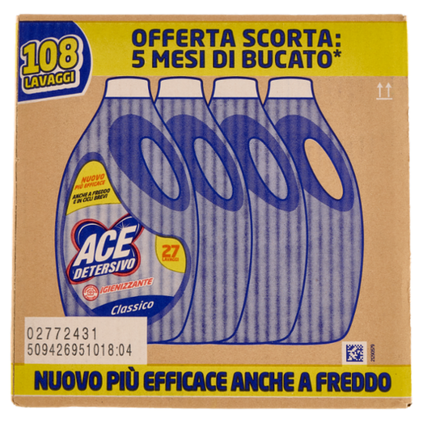 Ace Detersivo Igienizzante Classico 4 x 27 Lavaggi 4 x 1350 ml