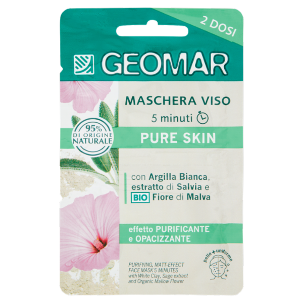 Geomar Maschera Viso 5 minuti Pure Skin 2 x 7,5 mL