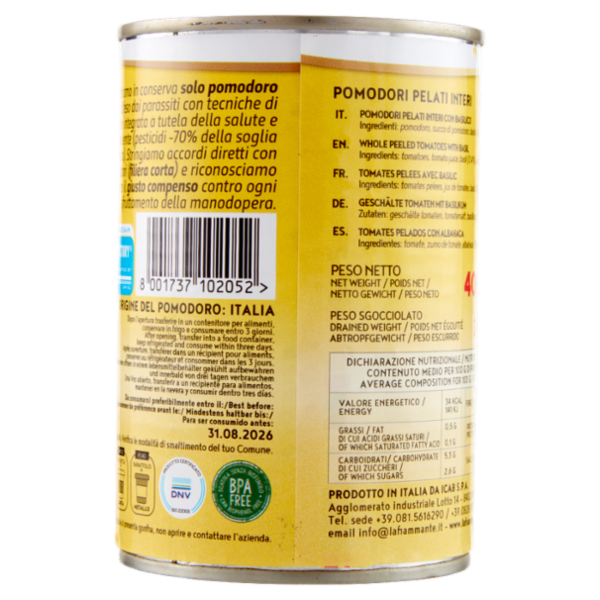 la fiammante il Pelato con Basilico 400 g