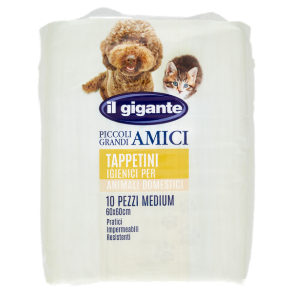 IL GIGANTE Piccoli Grandi Amici Tappetini Igienici per Animali Domestici Medium 60x60cm 10 pz