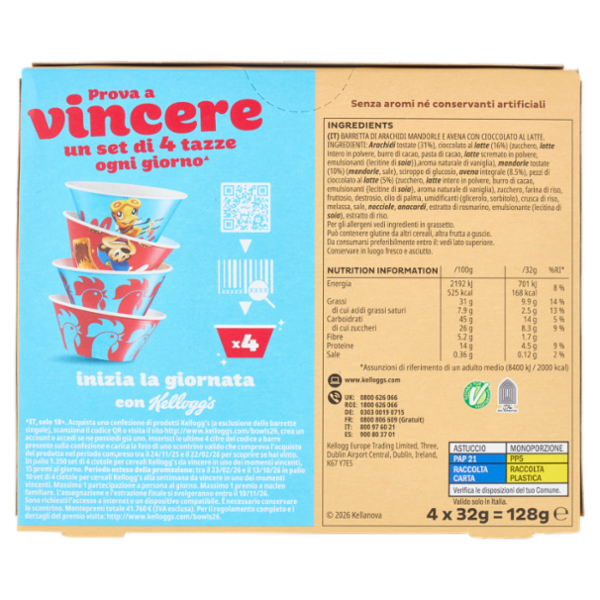 Kellogg's Barretta Mandorle e Cioccolato 4 x 32 g