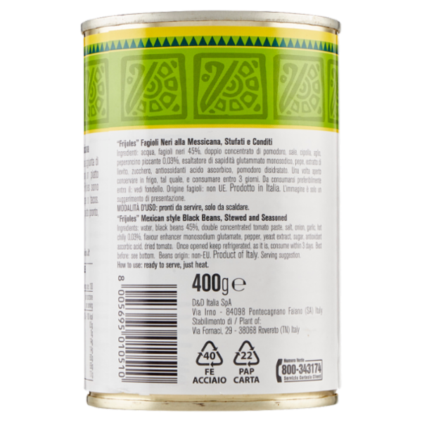 D'Amico Frijoles Fagioli Neri alla Messicana 400 g