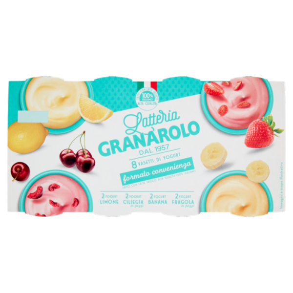 Granarolo Yogurt Limone, Ciliegia in pezzi, Banana, Fragola in pezzi 8 x 125 g