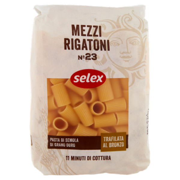 Selex Pasta di Semola Trafilata al Bronzo Mezzi Rigatoni 500 g