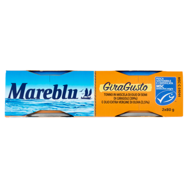 Mareblu GiraGusto Tonno in Miscela di Olio di Semi di Girasole e Olio Extra Vergine di Oliva 2 x 80g