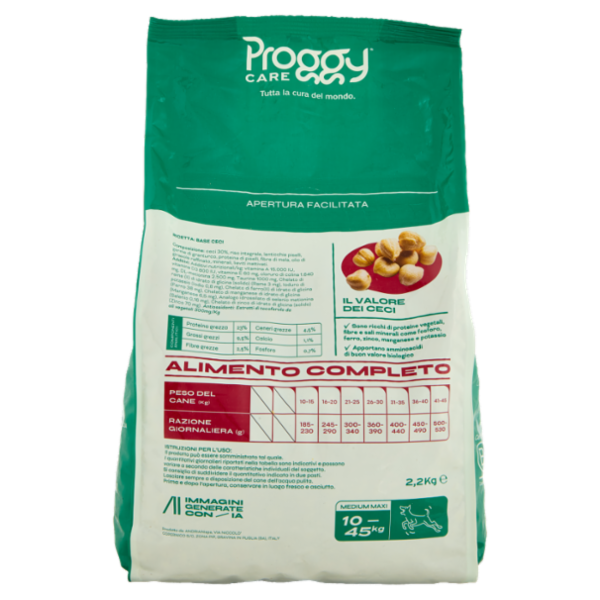 Proggy Care 30% Ceci Alimento Completo Cane Adulto Medium Maxi 10-45Kg 2,2 Kg
