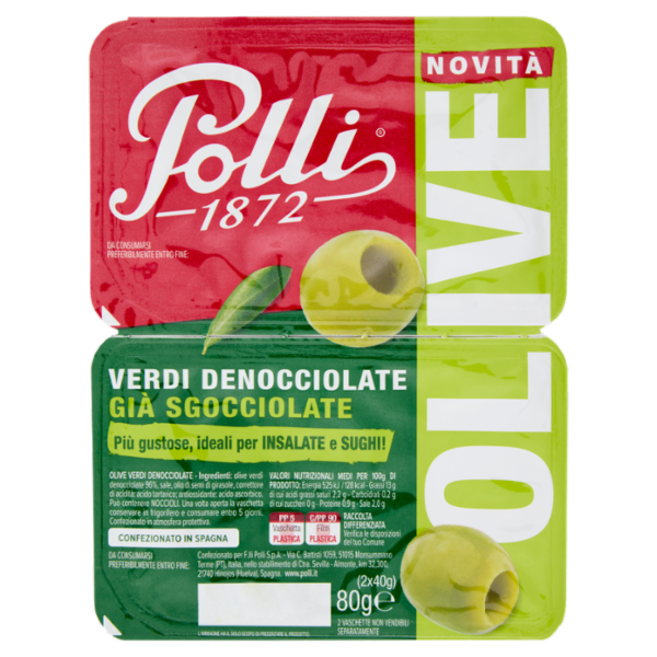 Polli Olive Verdi Denocciolate Già Sgocciolate 2 x 40 g