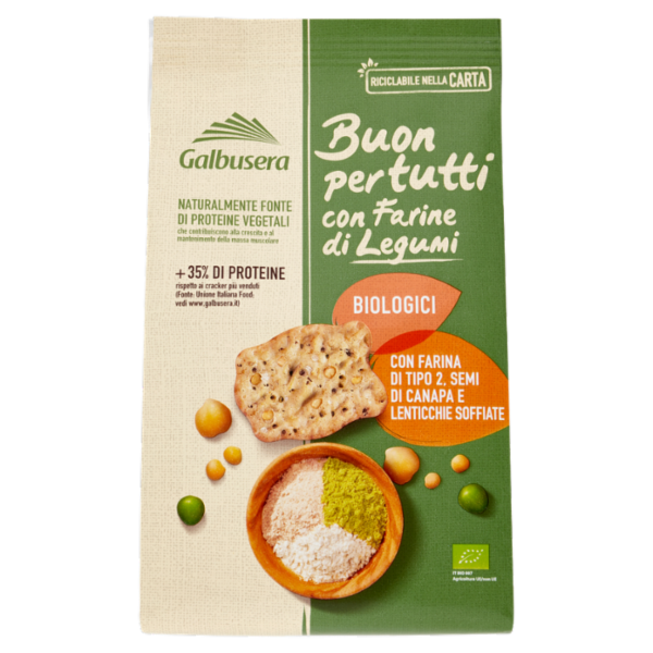 Galbusera Buonpertutti con Farine Legumi Biologici,farina tipo2,semi canapa,lenticchie soffiate 200g