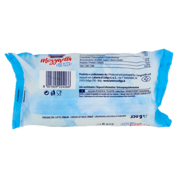 Latteria Soligo Fior di latte Mozzarella per Pizza 350 g