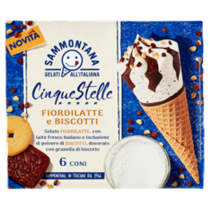 Sammontana Cinque Stelle Fiordilatte e Biscotti 6 x 75 g