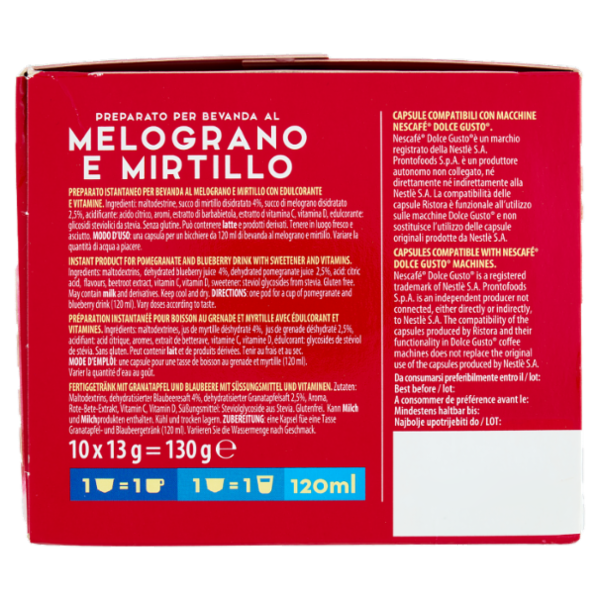 ristora Melograno e Mirtillo Capsule Compatibili con macchine Nescafè Dolce Gusto 10 x 13 g