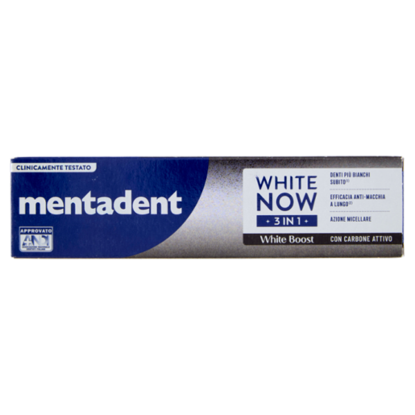 Mentadent White Now 3 in1 White Boost con Carbone Attivo 75 ml