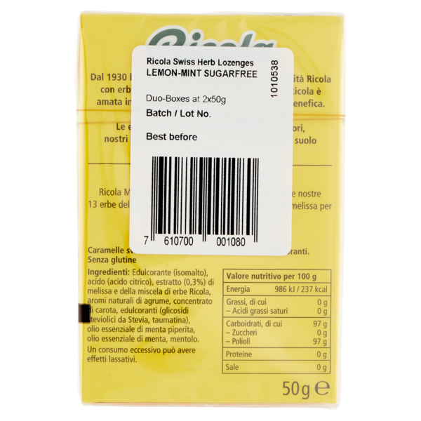 Ricola Melissa Limoncella 2 x 50 g