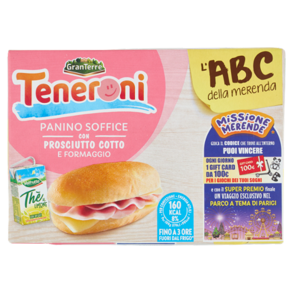 Teneroni l'ABC della merenda Panino Soffice con Prosciutto Cotto e Formaggio