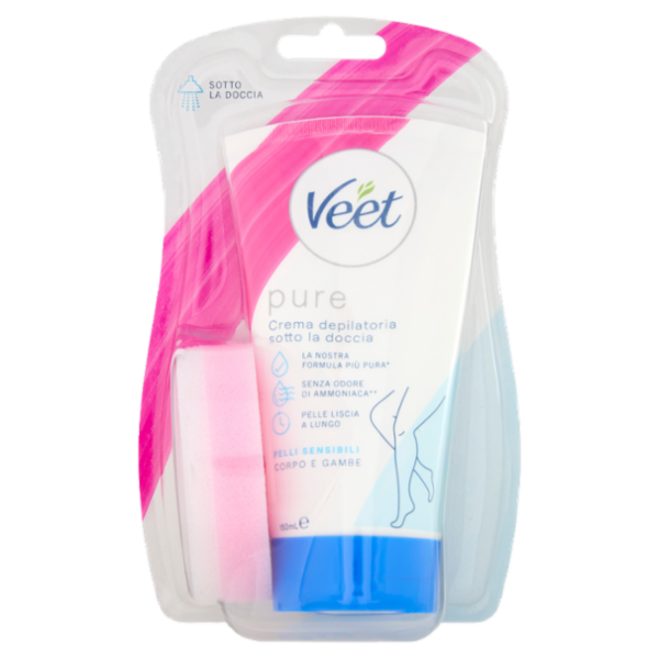 Veet Silk & Fresh Technology Crema Depilatoria Sotto la Doccia per Pelli Sensibili - 150 ml