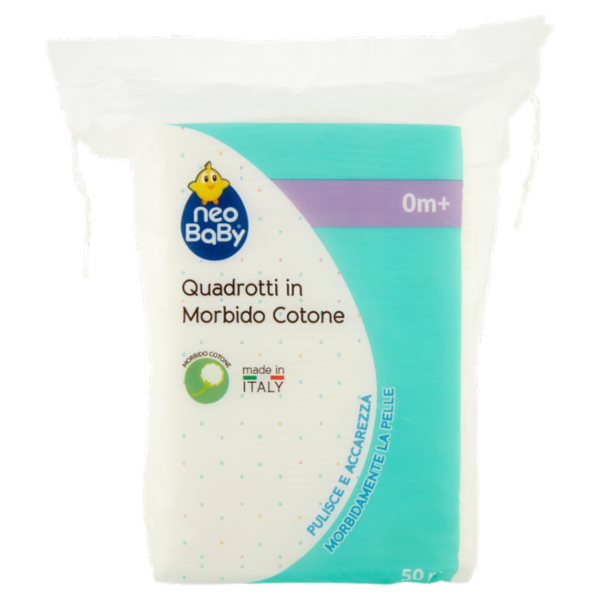 neo Baby Quadrotti in Morbido Cotone 0m+ 50 pz