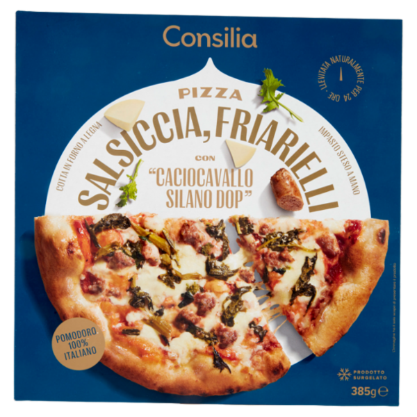 Consilia Optima Pizza Salsiccia, Friarielli e Cacio Cavallo D.O.P. Surgelata 385 g