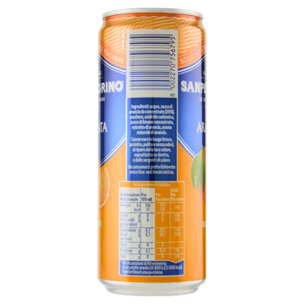 BIBITE SANPELLEGRINO, Bevanda Gassata, Aranciata, Lattina - 330ml