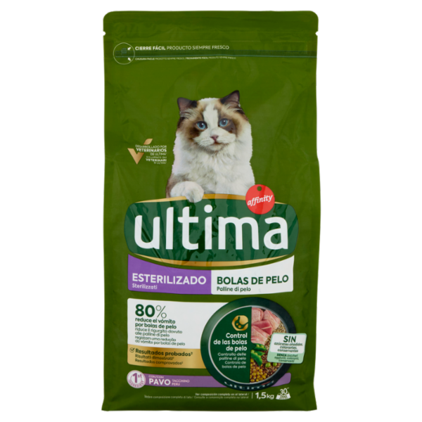 ultima Cat Sterilizzati Palline di Pelo con Tacchino 1,5 kg