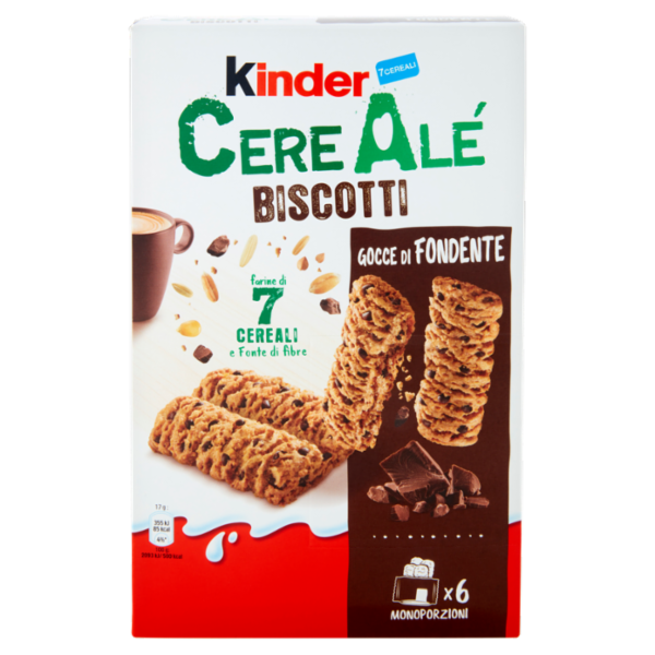 Kinder CereAlé Biscotti Gocce di Fondente 6 astucci da 2 biscotti 204 g