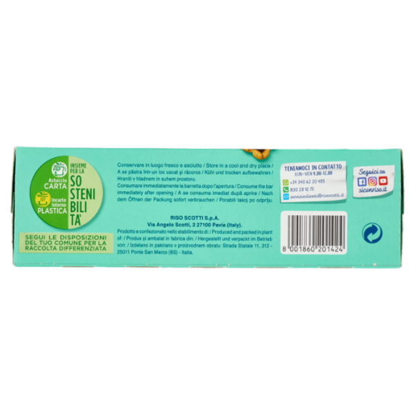 Riso Scotti Si con Riso Senza Lattosio Merenda Biscotto e Cioccolato 8 x 25 g