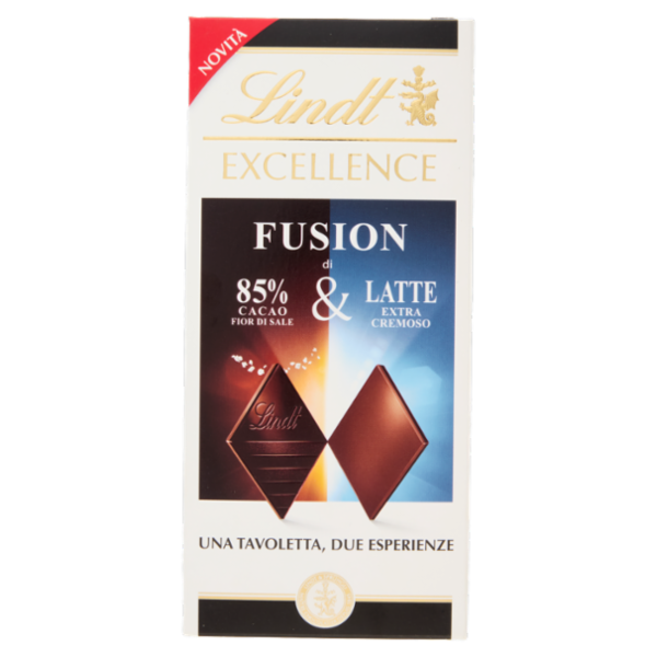 Lindt Excellence Fusion Tav 2 strati cioccolato fondente 85% fior di sale e cioccolato al latte 100g