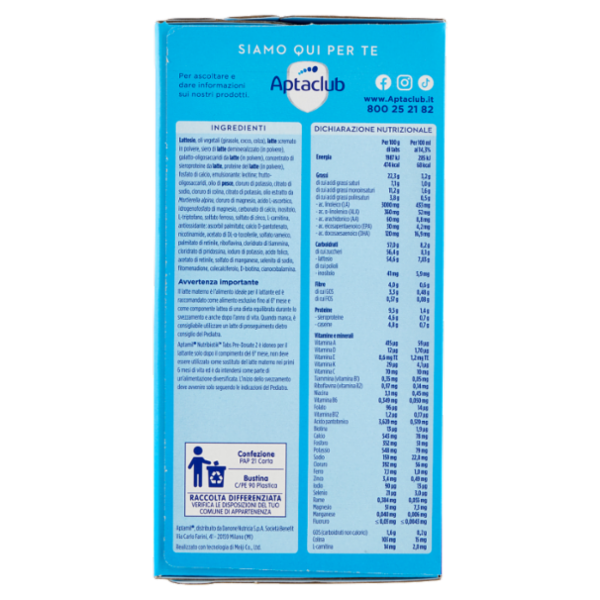 APTAMIL Nutribiotik Tabs 2,Latte di proseguimento in Tabs, dal 6° mese compiuto al 12°, 21 bustine