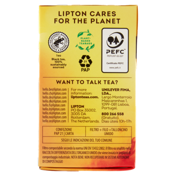 Lipton Earl Grey Tè Nero con Bergamotto 20 Pyramid Teabags 32 g