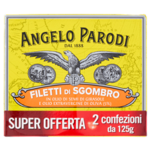 Angelo Parodi Filetti Di Sgombro In Olio Di Semi Di Girasole e Olio Extravergine Di Oliva 2 x 125 g
