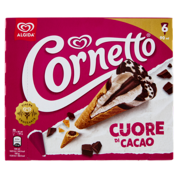 Cornetto Algida Cuore di Cacao 6 Gelati 360 g