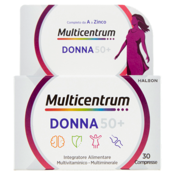 Multicentrum donna 50 + integratore multivitaminico completo con vitamina D, acido folico 30 cpr 49g