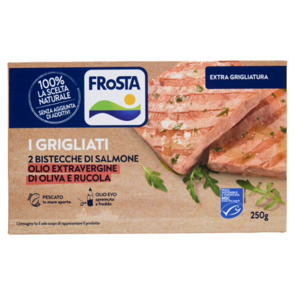 FRoSTA i Grigliati 2 Bistecche di Salmone Olio Extravergine di Oliva e Rucola 250 g