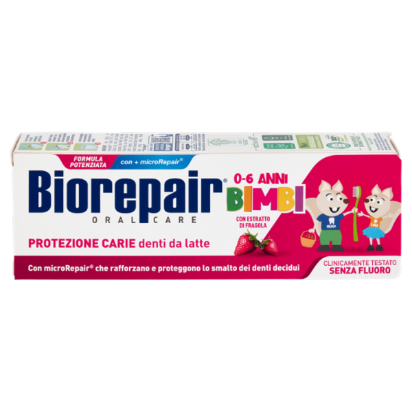 Biorepair Protezione Carie denti da latte Bimbi 0-6 Anni con Estratto di Fragola 50 ml