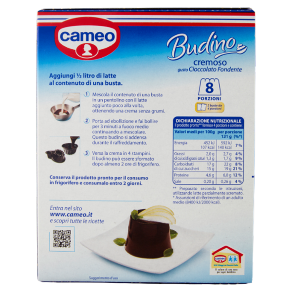 cameo Preparato per Budino cremoso gusto Cioccolato Fondente 2 x 88 g